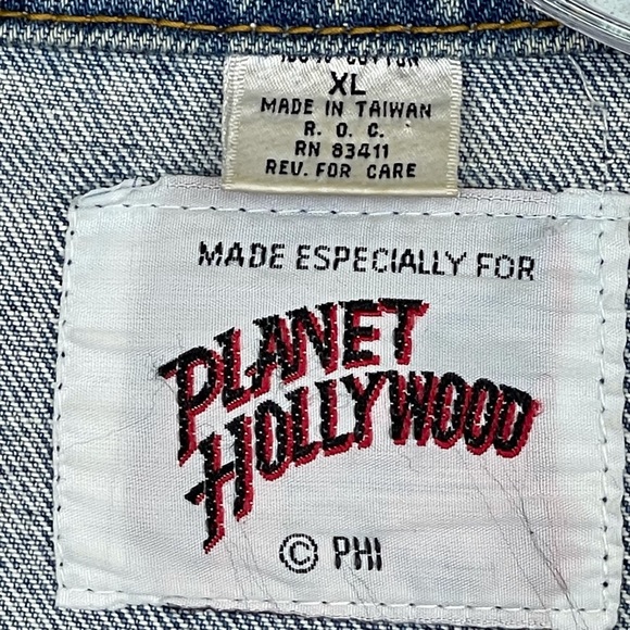 VINTAGE Planet Hollywood Las Vegas Unisex Embroidered Jean Jacket Size XL - Picture 7 of 14